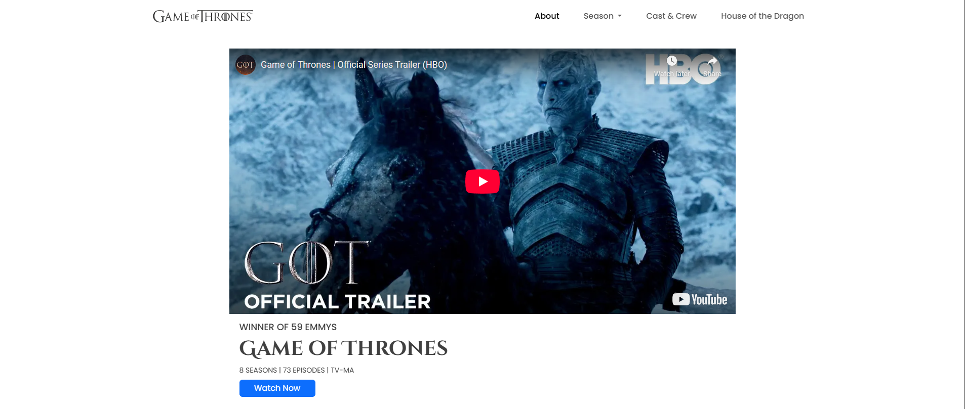 GOT Inspired Website